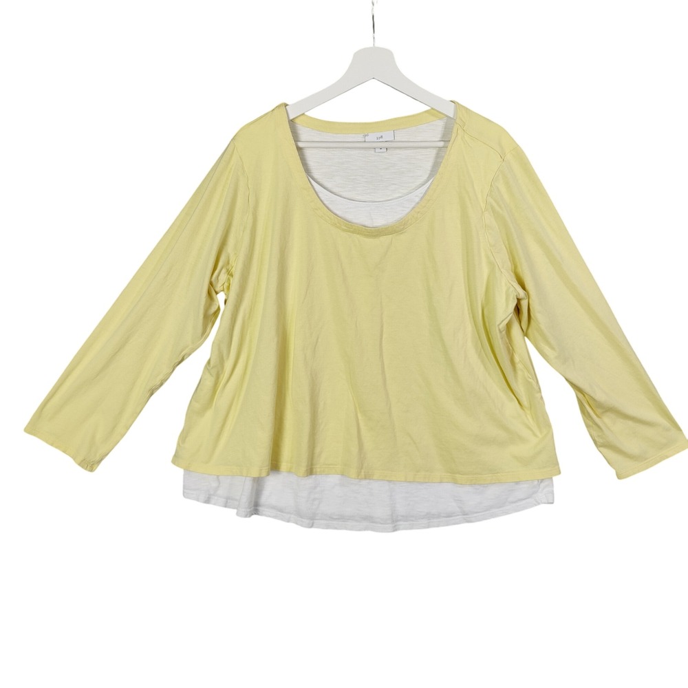 J Jill Layered Lagen Top‎ 3/4 Sleeve Scoop Neck Casual Modal Yellow Womens 2X